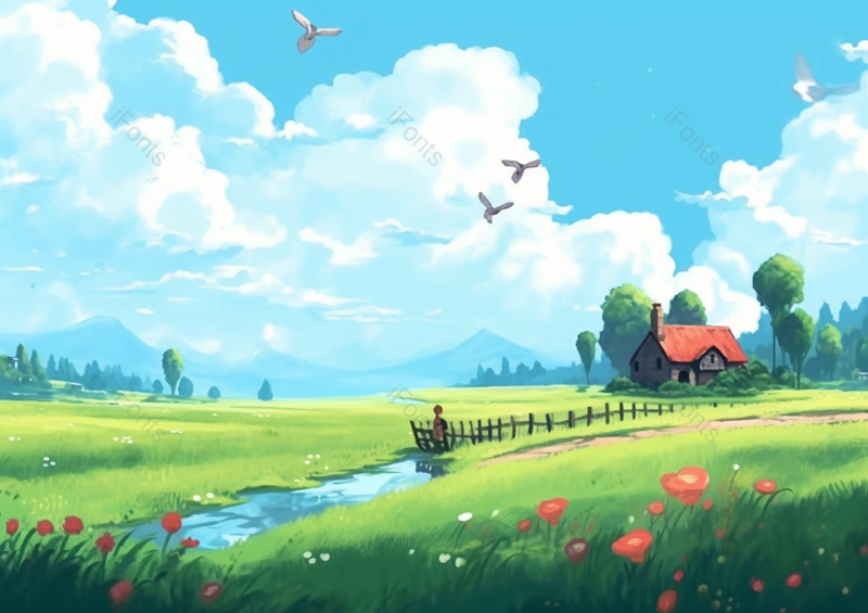 四季的色彩景观节气插画山林的农场风景,插画/手绘图,插画/手绘图库,插画/手绘图下载,插画/手绘